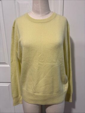 NWT White & Warren yellow cashmere crewneck L